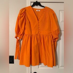 Showpo Orange Puff Sleeve Mini Dress